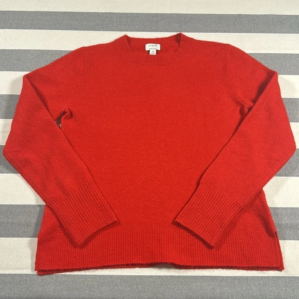 J.Crew Extra Soft Wool Blend Sweater Women M Red Merino Alpaca Crewneck NWT